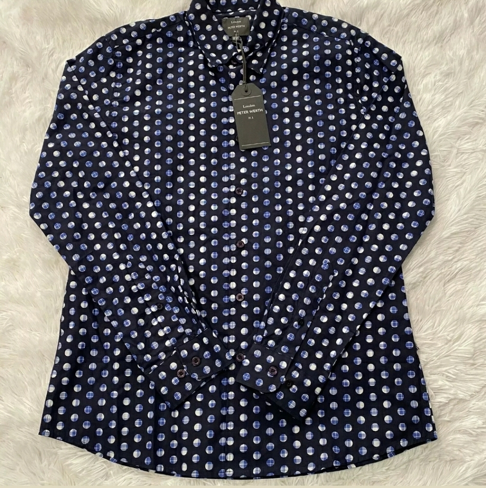 Peter Werth London blue plaid long sleeve shirt